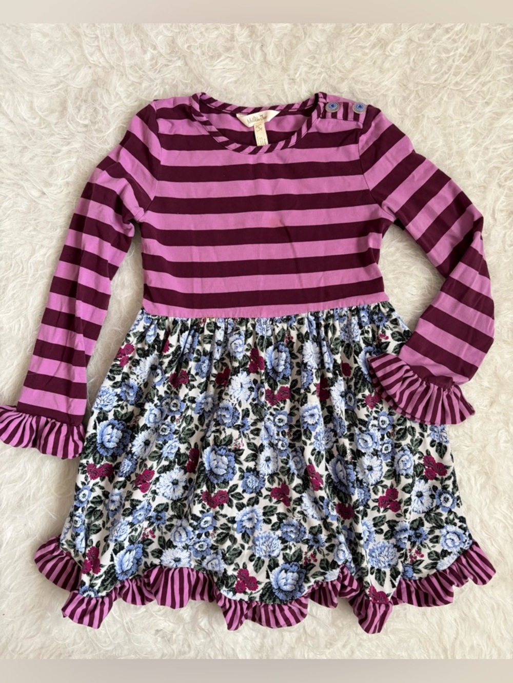 Matilda Jane Girls Multi Colored Stripes & Floral Dress